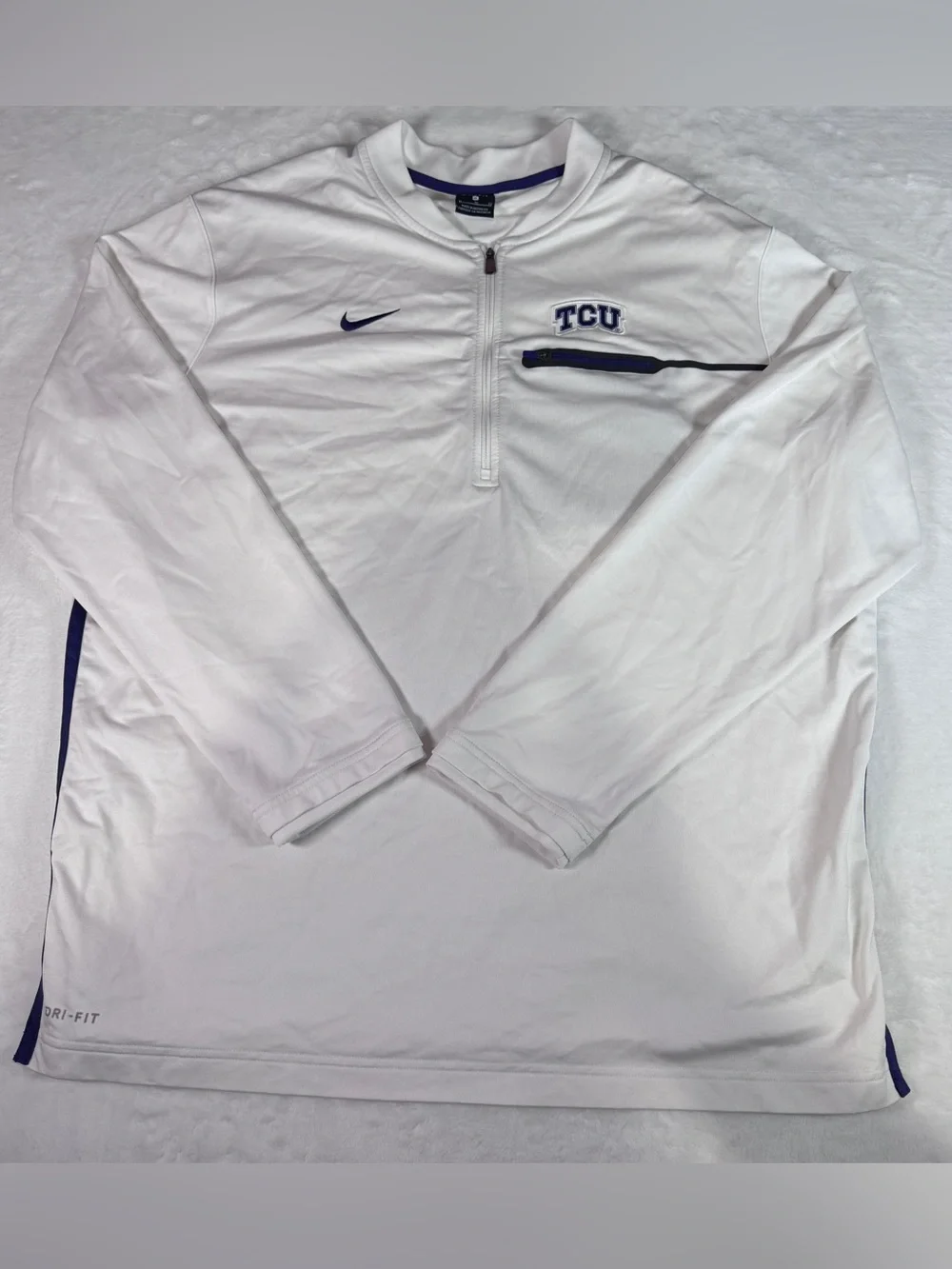 Nike TCU Horned Frogs Dri-FIT Quarter Zip Pullover White Men’s XL NCAA
